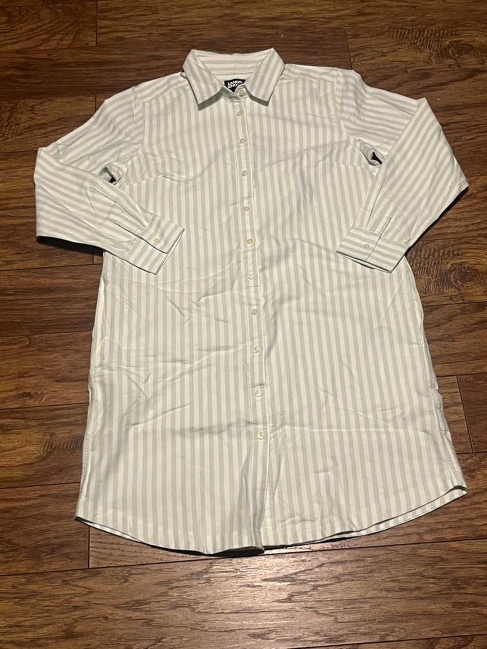 Lands’ End Button Front Long Sleeve Dress